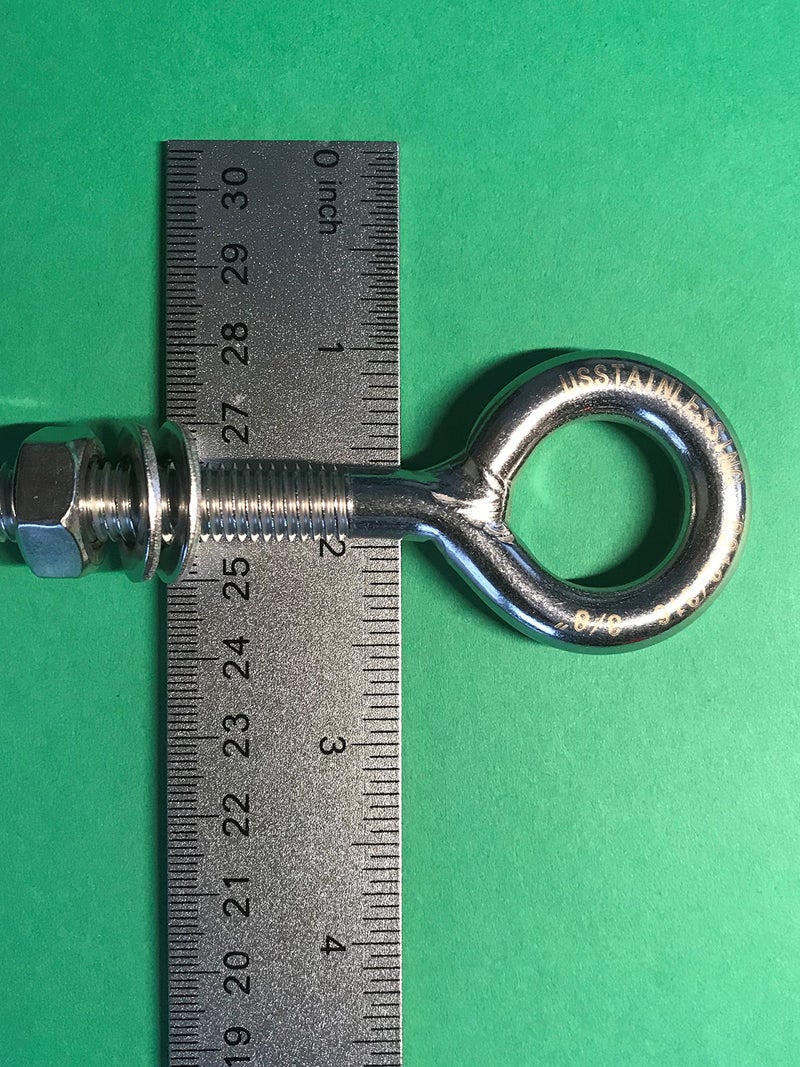 US STAINLESS 2 Pieces Stainless Steel 316 M10 Eye Bolt 10mm x 100mm (3/8" x 4") Marine Grade Pitch of 1.5 - Image 3